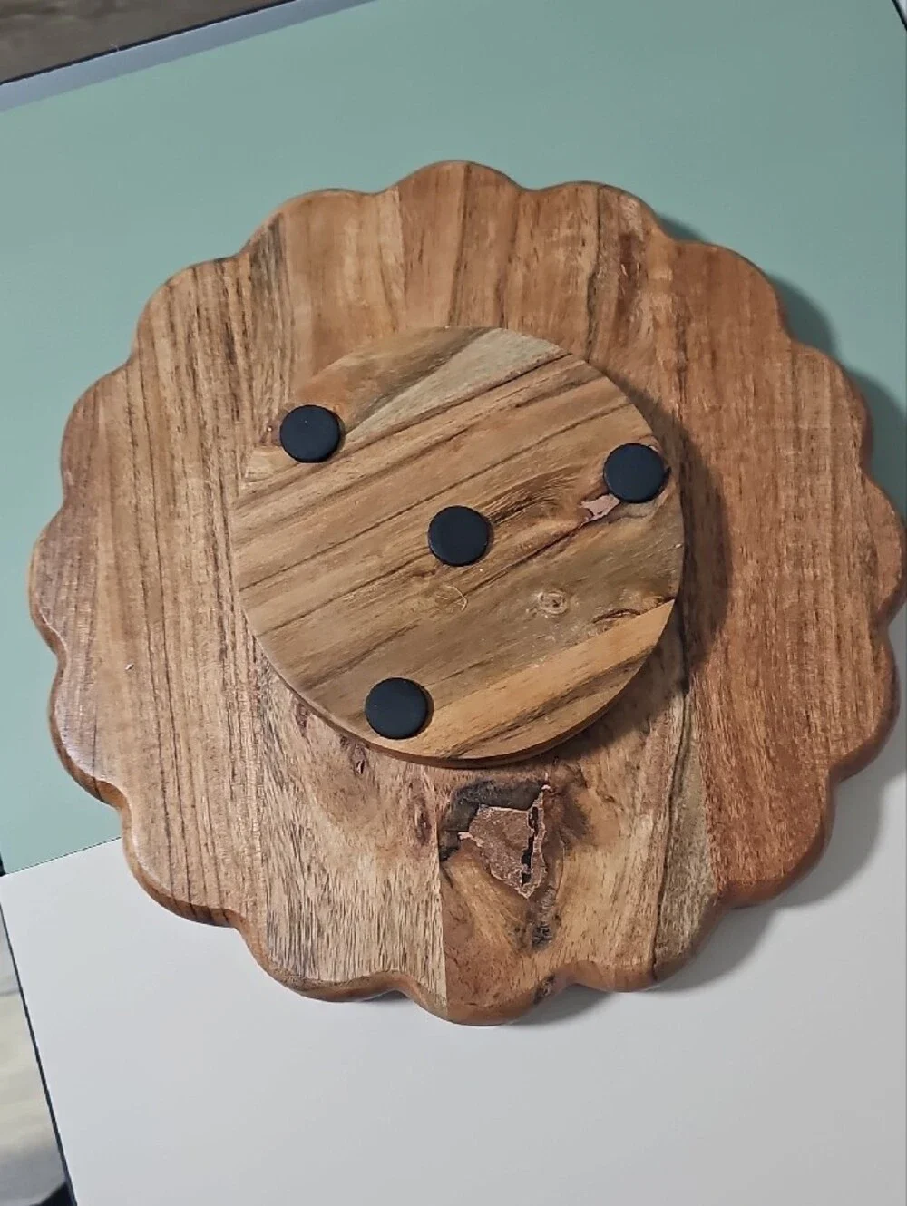 Lazy Susan Wood -Handcrafted Blue Ocean With Epoxy Resin